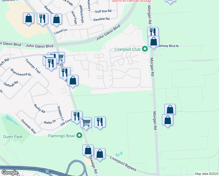 map of restaurants, bars, coffee shops, grocery stores, and more near in Onondaga County