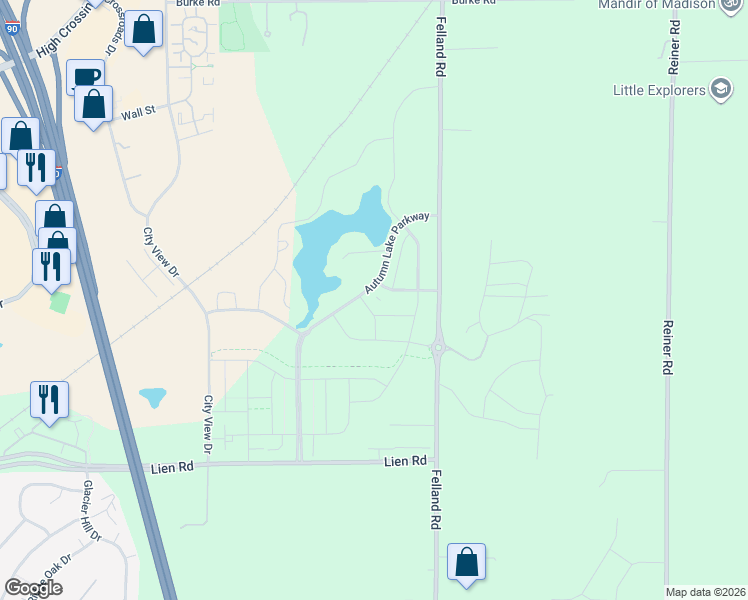 map of restaurants, bars, coffee shops, grocery stores, and more near 5811 Sanctuary Drive in Madison