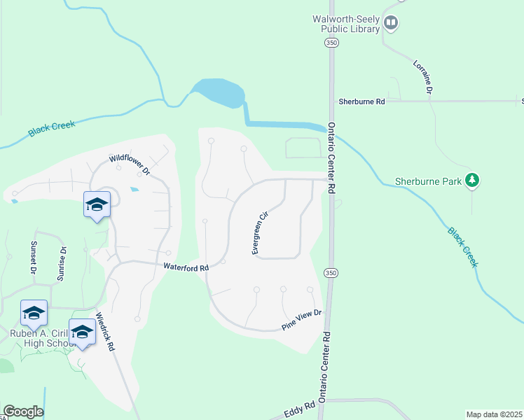 map of restaurants, bars, coffee shops, grocery stores, and more near 3276 Evergreen Circle in Walworth