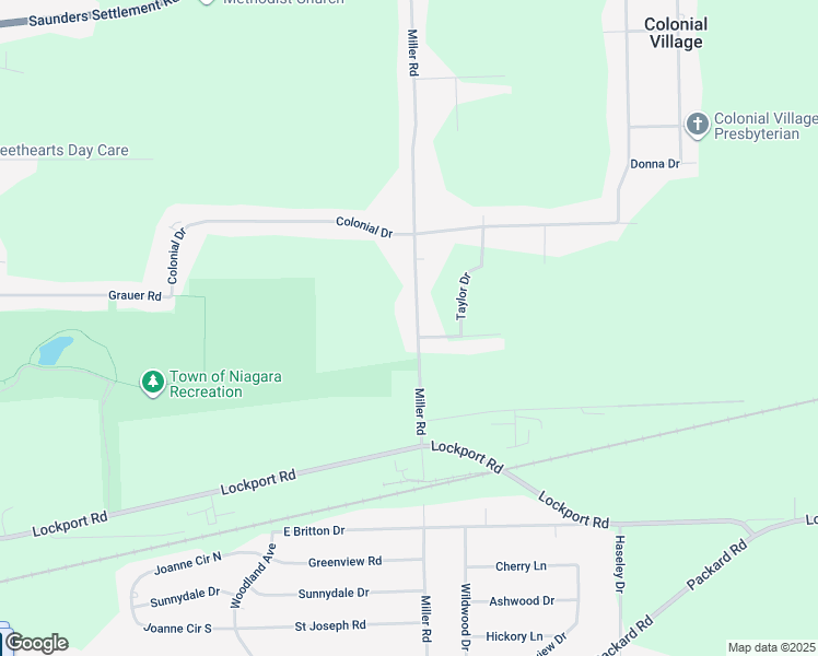 map of restaurants, bars, coffee shops, grocery stores, and more near 4450 Miller Road in Niagara Falls