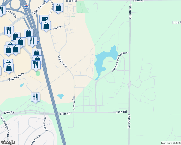 map of restaurants, bars, coffee shops, grocery stores, and more near 17 Madison Iris Circle in Madison