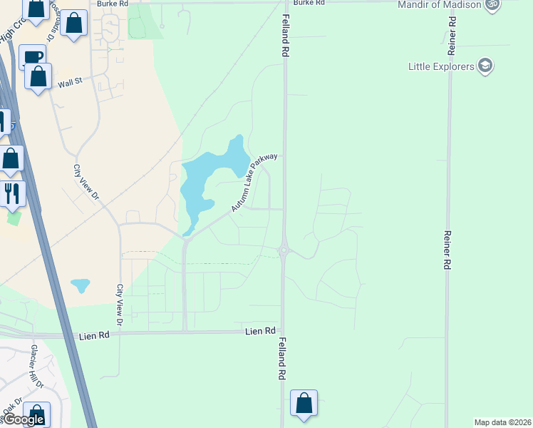 map of restaurants, bars, coffee shops, grocery stores, and more near 5811 Sanctuary Drive in Madison