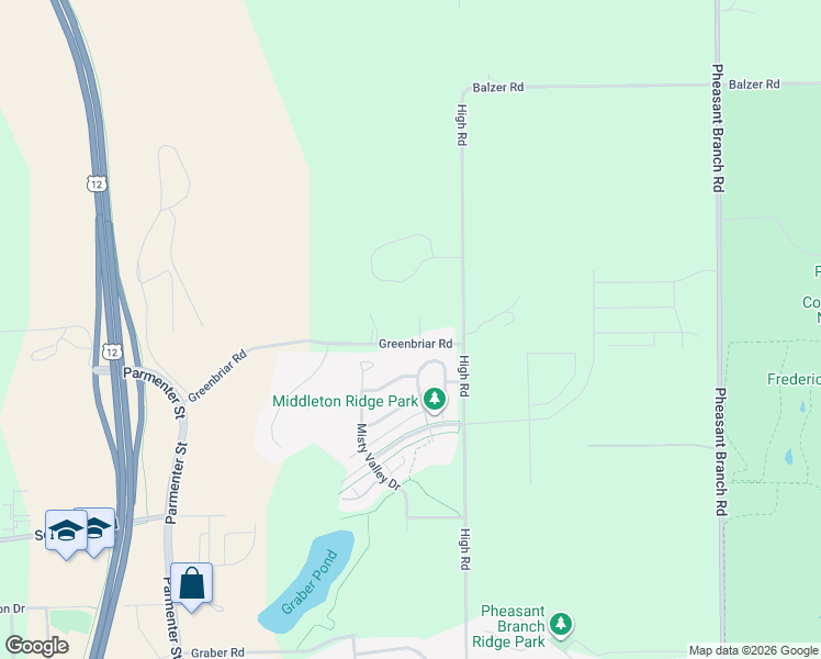map of restaurants, bars, coffee shops, grocery stores, and more near 6622 Greenbriar Road in Middleton