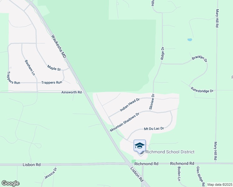 map of restaurants, bars, coffee shops, grocery stores, and more near N59W26682 High Point Drive in Sussex