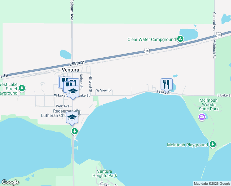 map of restaurants, bars, coffee shops, grocery stores, and more near 308 E Lake St in Ventura