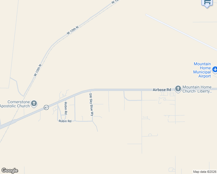 map of restaurants, bars, coffee shops, grocery stores, and more near 3915 Airbase Road in Mountain Home