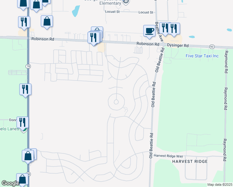 map of restaurants, bars, coffee shops, grocery stores, and more near Central Ave & Elmhurst Dr in Lockport