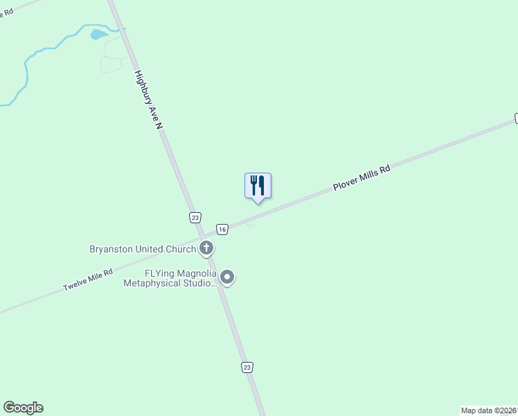 map of restaurants, bars, coffee shops, grocery stores, and more near 15336 Plover Mills Road in Ilderton