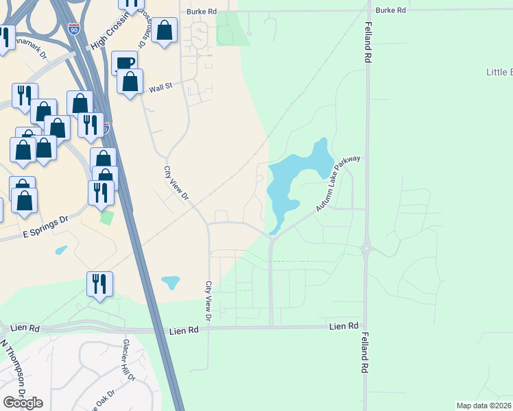 map of restaurants, bars, coffee shops, grocery stores, and more near 17 Madison Iris Circle in Madison