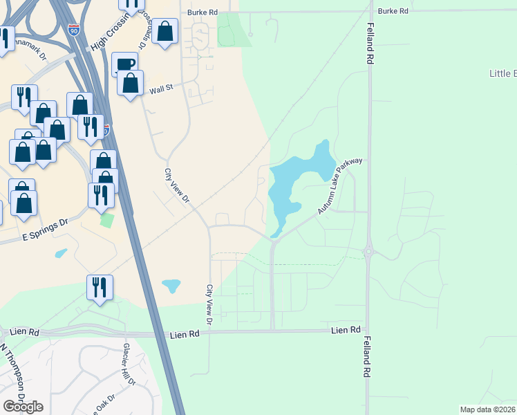 map of restaurants, bars, coffee shops, grocery stores, and more near 17 Madison Iris Circle in Madison