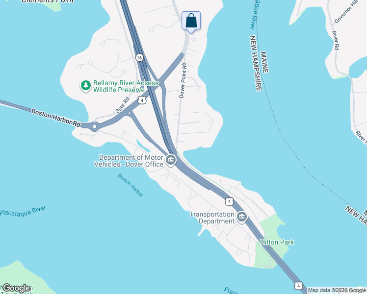 map of restaurants, bars, coffee shops, grocery stores, and more near 350 Dover Point Road in Dover