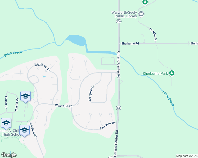 map of restaurants, bars, coffee shops, grocery stores, and more near 3276 Evergreen Circle in Walworth