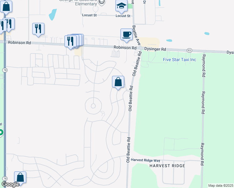 map of restaurants, bars, coffee shops, grocery stores, and more near 373 Knotty Pine Drive in Lockport