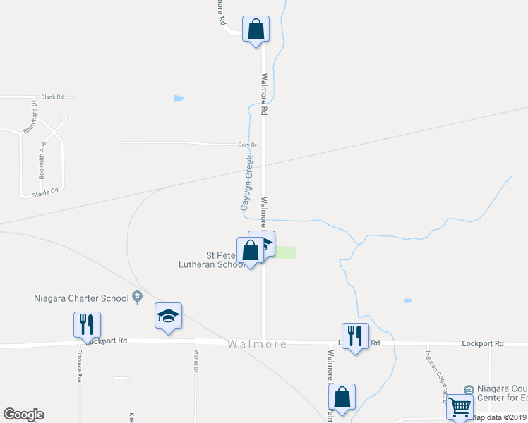 map of restaurants, bars, coffee shops, grocery stores, and more near 6168 Walmore Rd in Sanborn