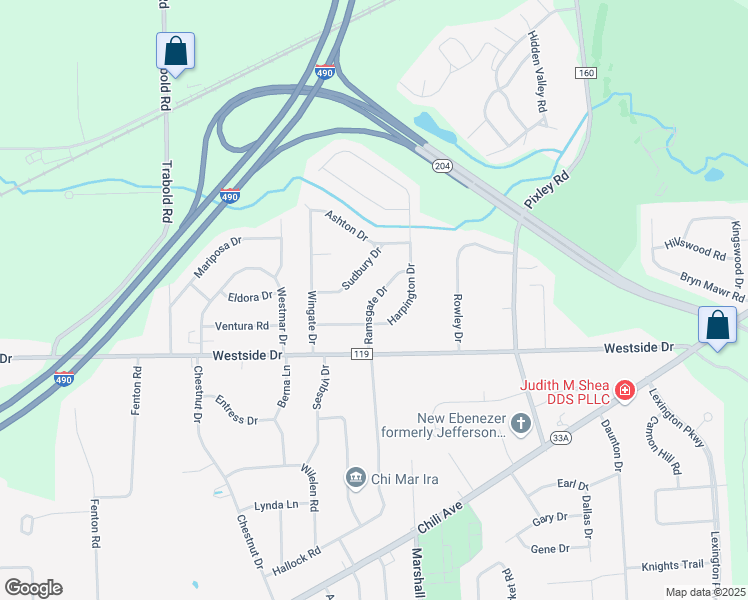 map of restaurants, bars, coffee shops, grocery stores, and more near 8 Ramsgate Drive in Rochester