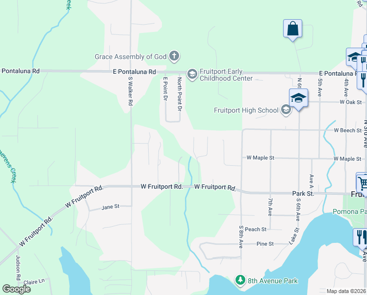 map of restaurants, bars, coffee shops, grocery stores, and more near 6829 Wintergreen Drive in Fruitport Charter Township