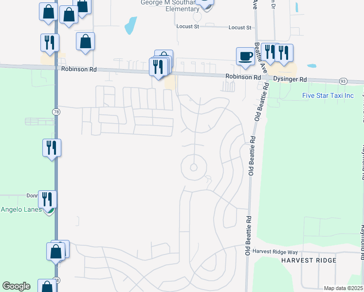 map of restaurants, bars, coffee shops, grocery stores, and more near 20 Crestwood Court West in Lockport