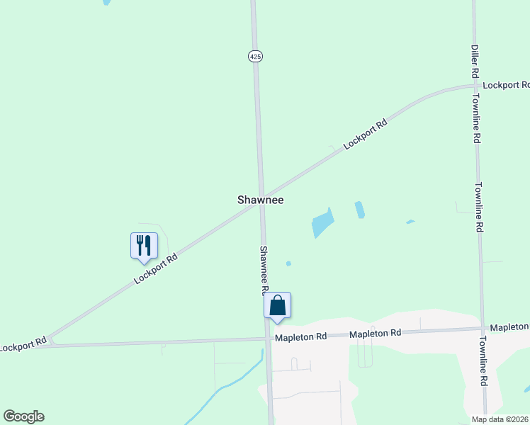 map of restaurants, bars, coffee shops, grocery stores, and more near 6090 Shawnee Road in Sanborn