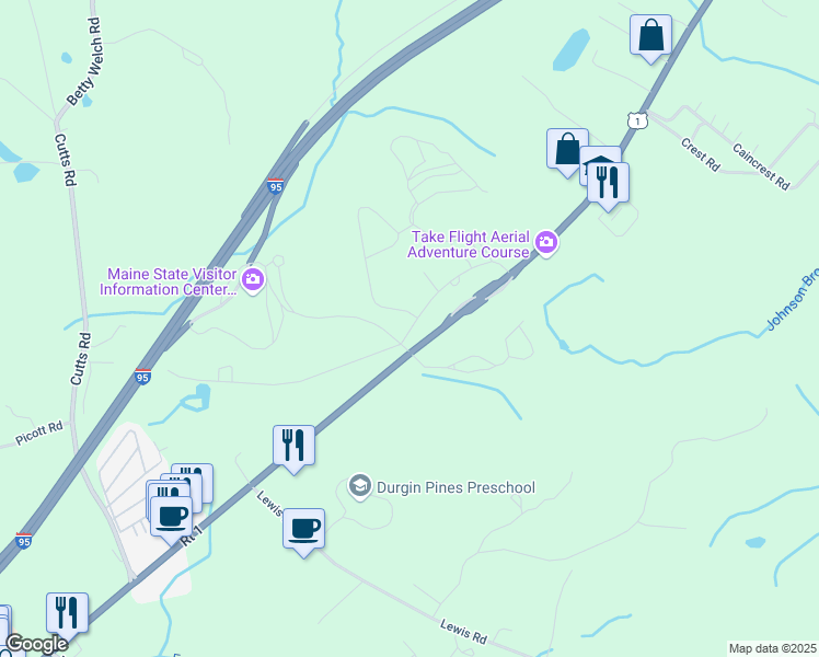 map of restaurants, bars, coffee shops, grocery stores, and more near 4 Idlewood Lane in Kittery