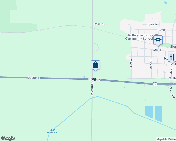 map of restaurants, bars, coffee shops, grocery stores, and more near in Ruthven