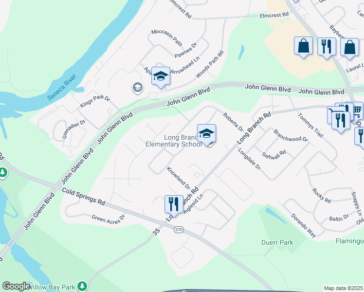 map of restaurants, bars, coffee shops, grocery stores, and more near 212 Juanita Drive in Liverpool