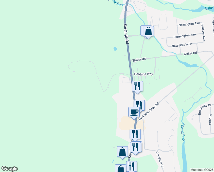 map of restaurants, bars, coffee shops, grocery stores, and more near 675 Saratoga Road in Gansevoort