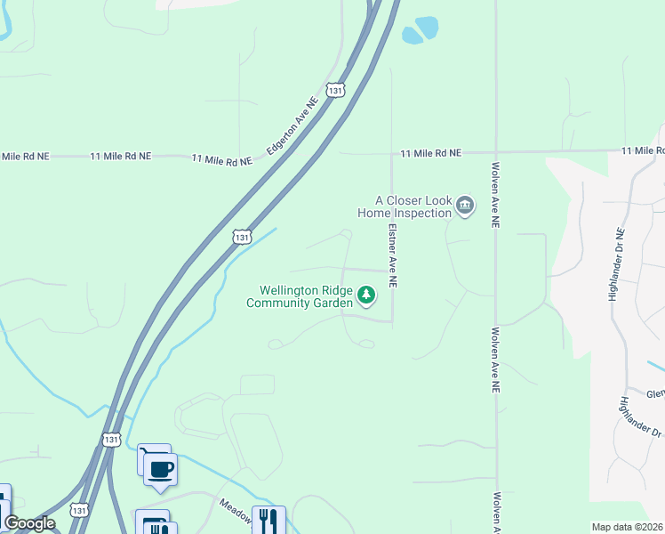 map of restaurants, bars, coffee shops, grocery stores, and more near 2997 Sir Charles Drive Northeast in Rockford