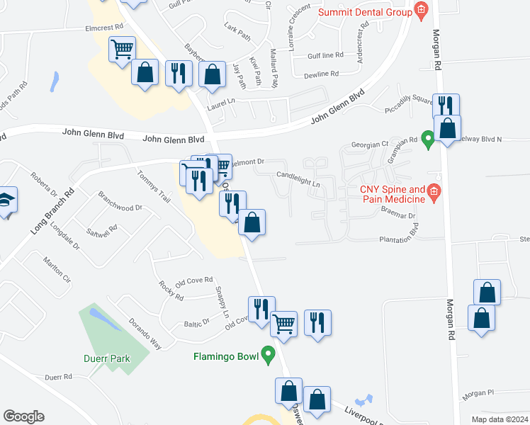 map of restaurants, bars, coffee shops, grocery stores, and more near 4327 Arlington Circle in Bayberry