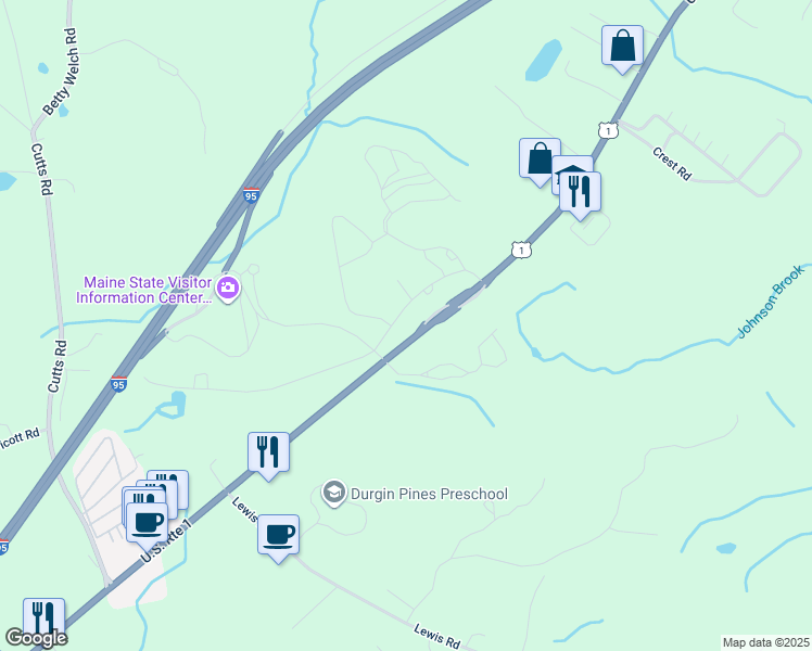 map of restaurants, bars, coffee shops, grocery stores, and more near 4 Idlewood Lane in Kittery