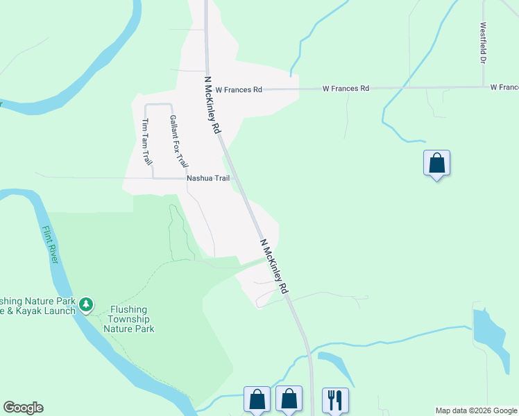 map of restaurants, bars, coffee shops, grocery stores, and more near 8396 North McKinley Road in Flushing