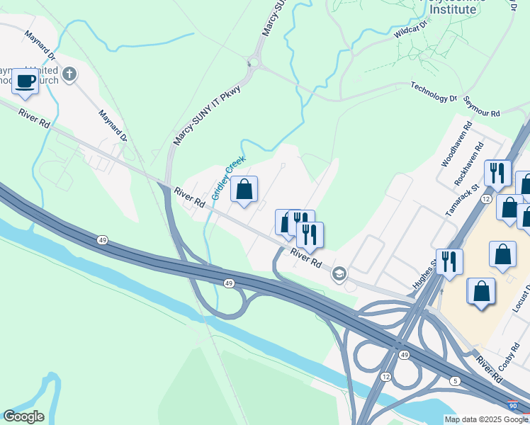 map of restaurants, bars, coffee shops, grocery stores, and more near 5504 Sunrise Terrace in Marcy
