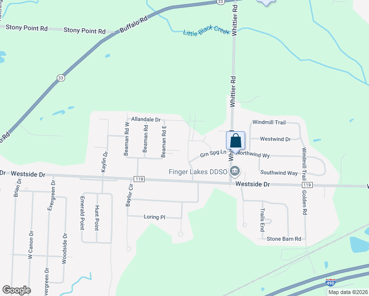 map of restaurants, bars, coffee shops, grocery stores, and more near 407 New Terrace Lane in Monroe County