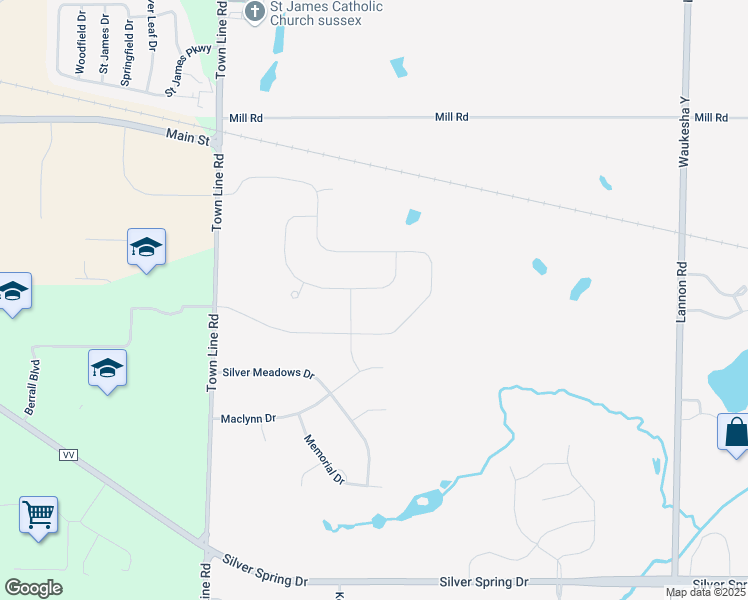 map of restaurants, bars, coffee shops, grocery stores, and more near N61W21417 Masters Drive in Menomonee Falls