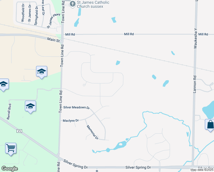 map of restaurants, bars, coffee shops, grocery stores, and more near N61W21417 Masters Drive in Menomonee Falls