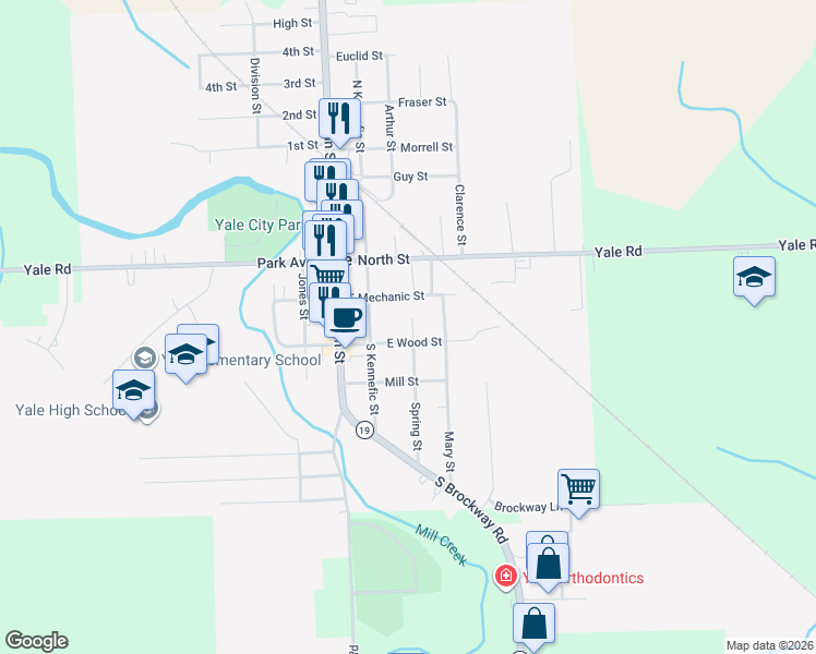 map of restaurants, bars, coffee shops, grocery stores, and more near 5 Spring St in Yale