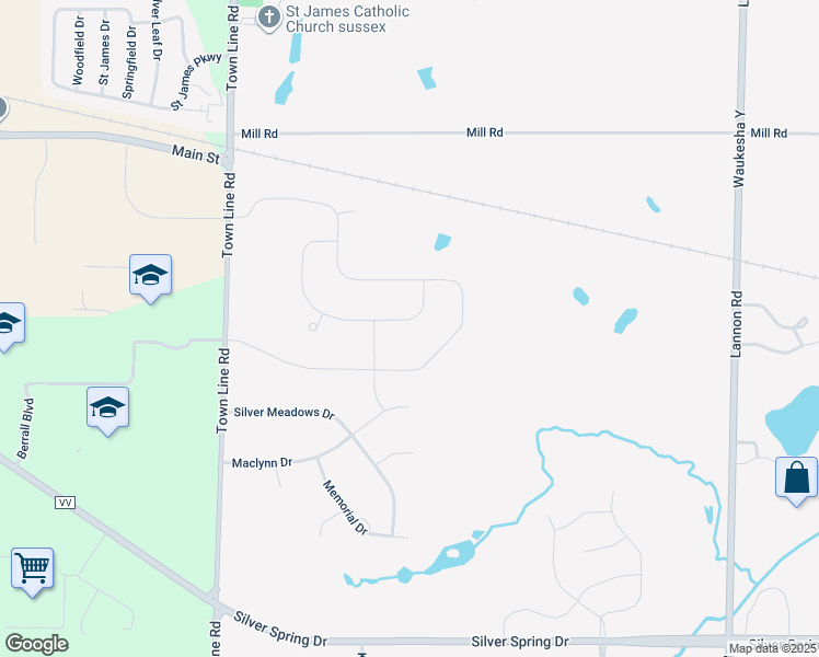 map of restaurants, bars, coffee shops, grocery stores, and more near N61W21417 Masters Drive in Menomonee Falls