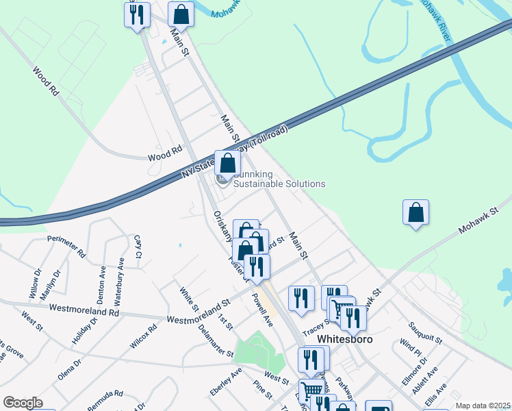 map of restaurants, bars, coffee shops, grocery stores, and more near 4 Flagg Street in Whitesboro