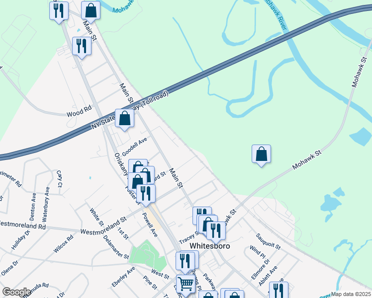 map of restaurants, bars, coffee shops, grocery stores, and more near 25 Redfield Avenue in Whitesboro