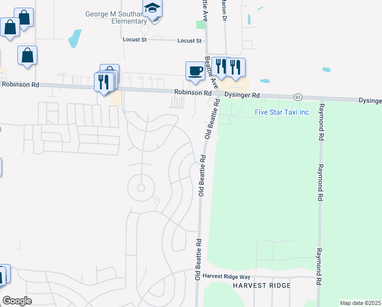 map of restaurants, bars, coffee shops, grocery stores, and more near 387 Birchwood Drive in Lockport