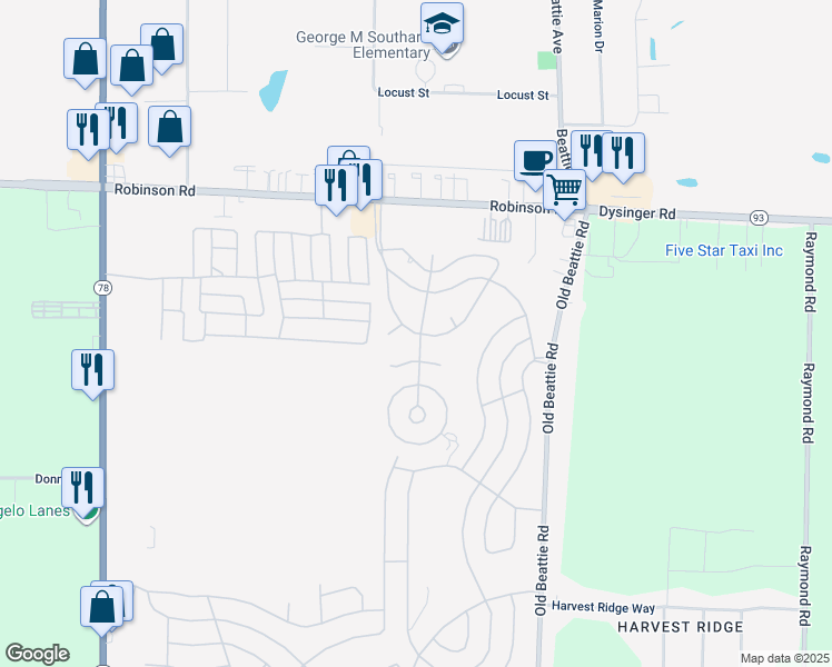 map of restaurants, bars, coffee shops, grocery stores, and more near 163 Crestwood Drive in Lockport