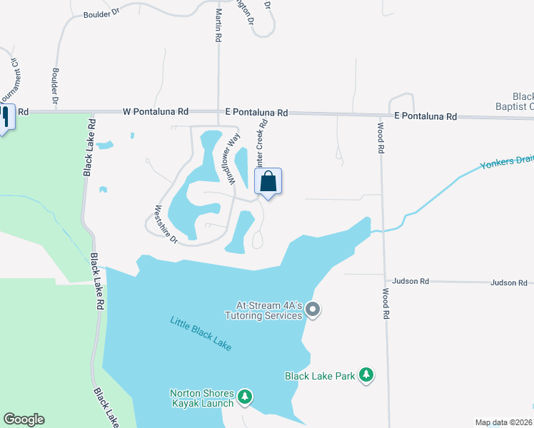 map of restaurants, bars, coffee shops, grocery stores, and more near 6862 Windwater Court in Norton Shores