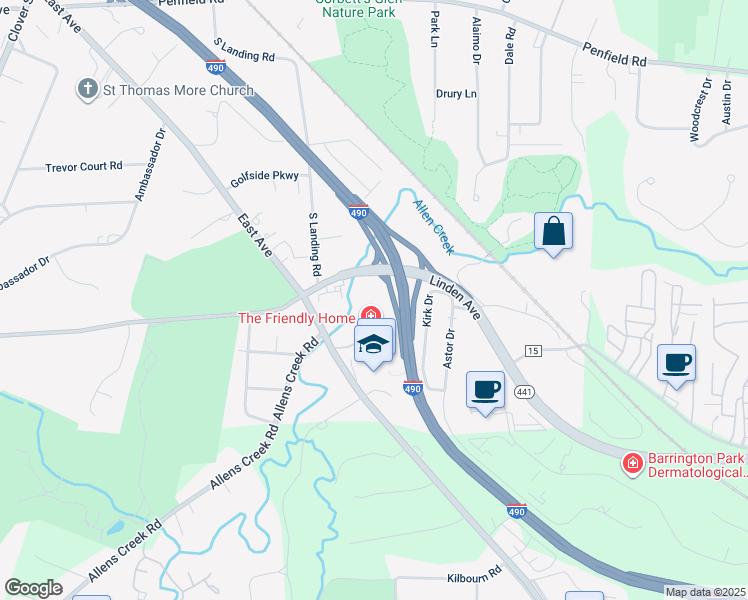map of restaurants, bars, coffee shops, grocery stores, and more near 81 Linden Avenue in Brighton