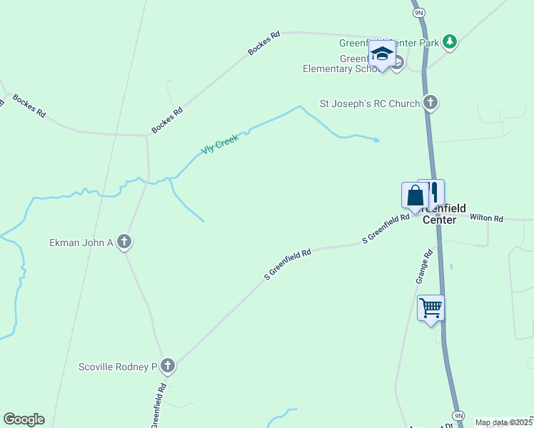 map of restaurants, bars, coffee shops, grocery stores, and more near 37 South Greenfield Road in Greenfield Center