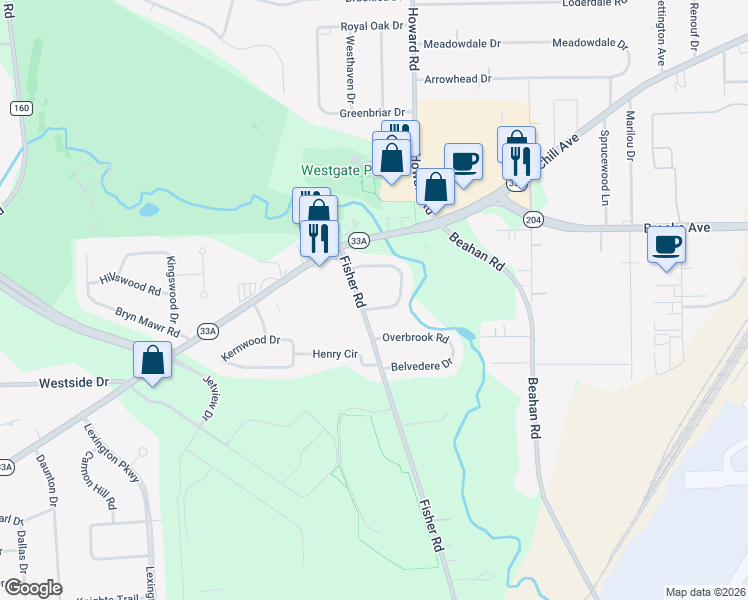 map of restaurants, bars, coffee shops, grocery stores, and more near 9 Mareeta Road in Rochester