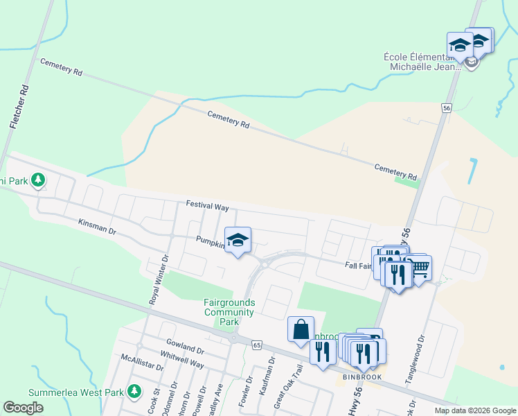 map of restaurants, bars, coffee shops, grocery stores, and more near 108 Festival Way in Hamilton