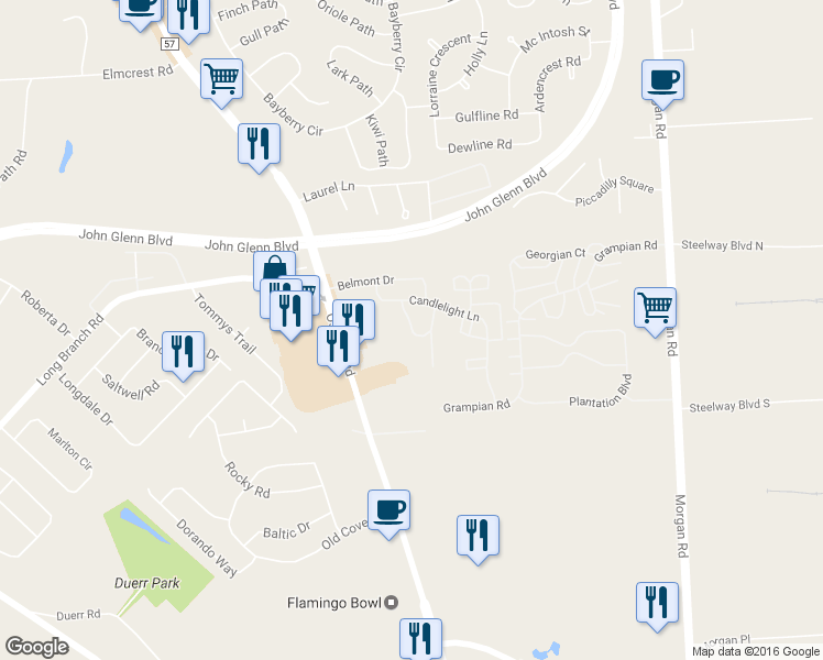 map of restaurants, bars, coffee shops, grocery stores, and more near 4369 Arlington Circle in Liverpool