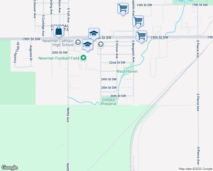 map of restaurants, bars, coffee shops, grocery stores, and more near 2418 South Grover Avenue in Mason City