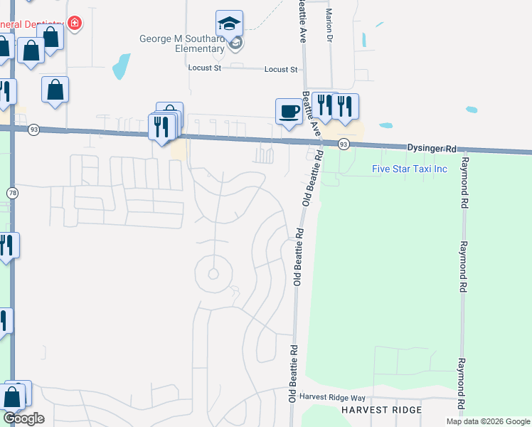 map of restaurants, bars, coffee shops, grocery stores, and more near 387 Birchwood Drive in Lockport