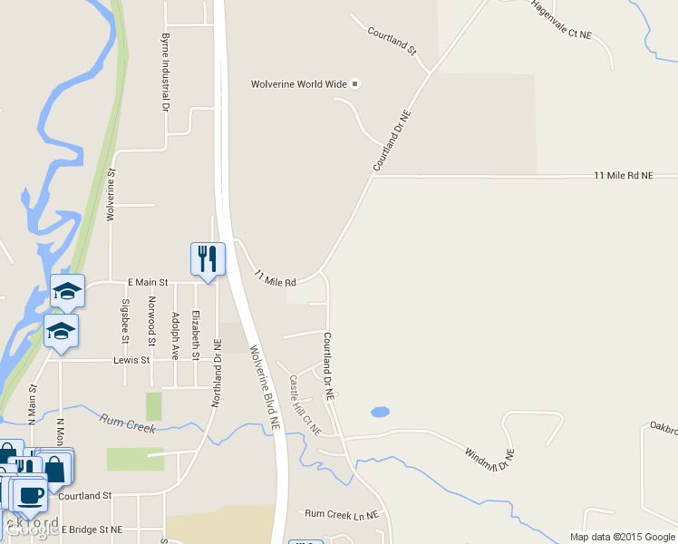 map of restaurants, bars, coffee shops, grocery stores, and more near 9024 Courtland Drive Northeast in Rockford