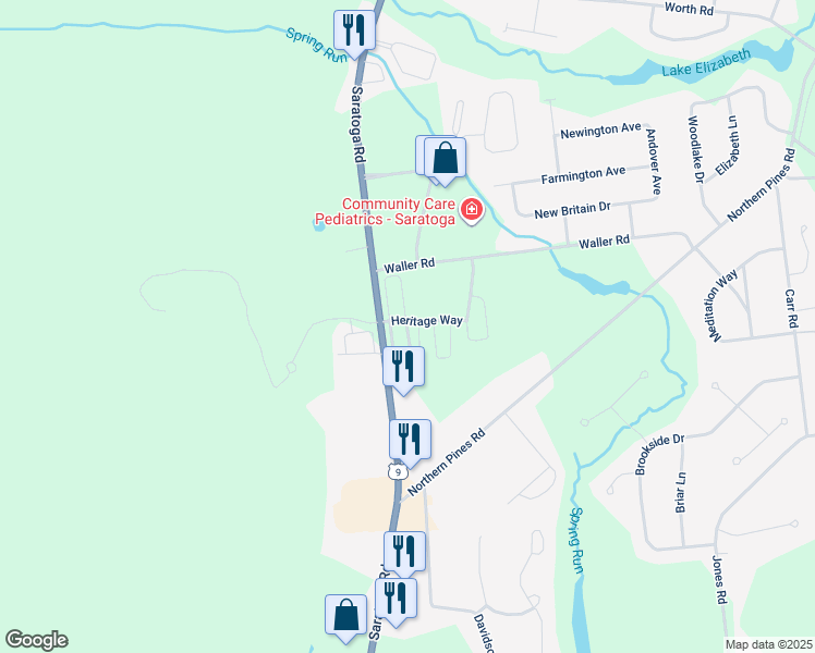map of restaurants, bars, coffee shops, grocery stores, and more near 680 Saratoga Road in Gansevoort